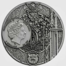 Load image into Gallery viewer, 2020 2 Oz Silver $5 Niue SWORD OF DESTINY The Witcher Antique Finish Coin