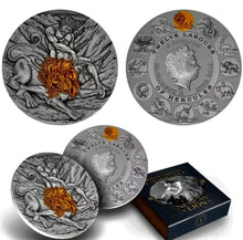 Load image into Gallery viewer, Niue 2018 Nemean Lion TWELVE LABOURS OF HERCULES 2 Oz $5 Silver Coin