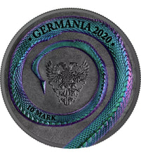 Load image into Gallery viewer, Germania 2020 10 Mark Germania Beasts Geminus Fafnir 2 Oz 999.9 Silver BU Coin