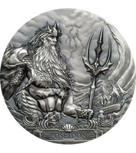 Load image into Gallery viewer, POSEIDON Sea Gods Of The World 3 Oz Silver Coin 20$ Cook Islands 2019