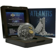 Load image into Gallery viewer, Niue $5 ATLANTIS - LEGENDARY LANDS Silver Coin 2019 Gold plated High Relief 2 oz