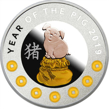 Load image into Gallery viewer, Year of the Pig Chinese Calendar Proof Silver Coin 1$ Niue 2019