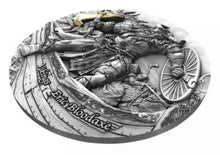 Load image into Gallery viewer, Eric Bloodaxe Vikings 2 oz Antique finish Silver Coin 5$ Niue 2020