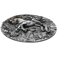 Load image into Gallery viewer, 2019 2 Oz Silver Niue $5 RED HORSE, Four horseman Of The Apocalypse Coin.
