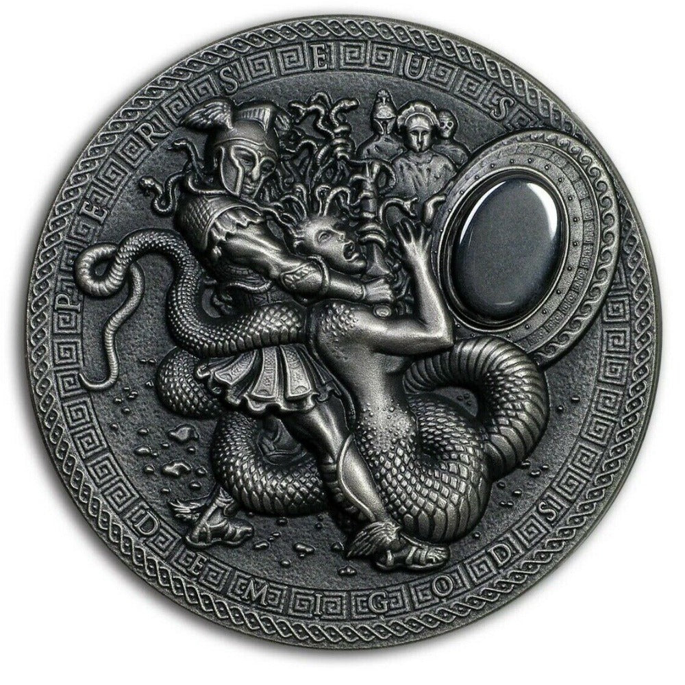 2018 Niue 2 oz Antique Silver Demigods Perseus Ultra High Relief