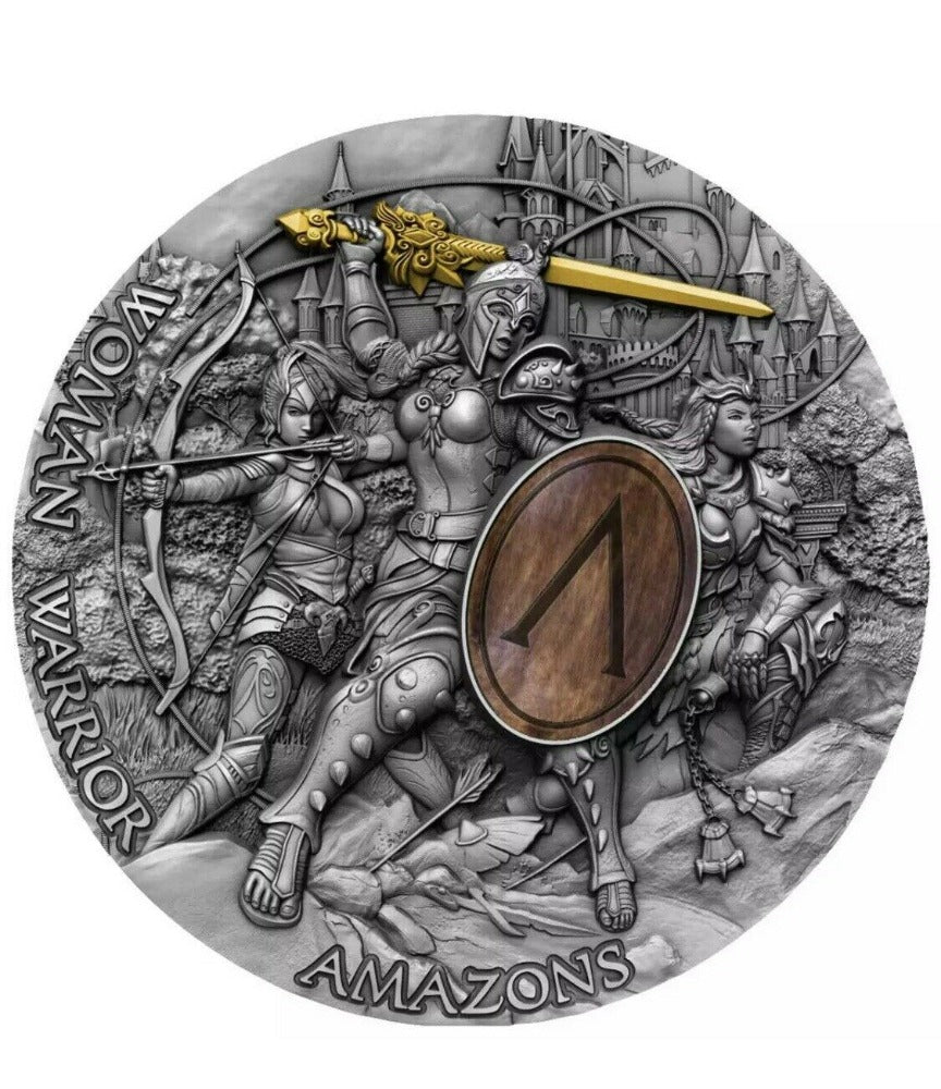 WOMAN WARRIOR Amazons 2 Oz Silver Coin 5$ Niue 2019