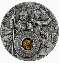 Load image into Gallery viewer, ARES AND MARS 2 Oz Silver Coin 5$ Niue 2021
