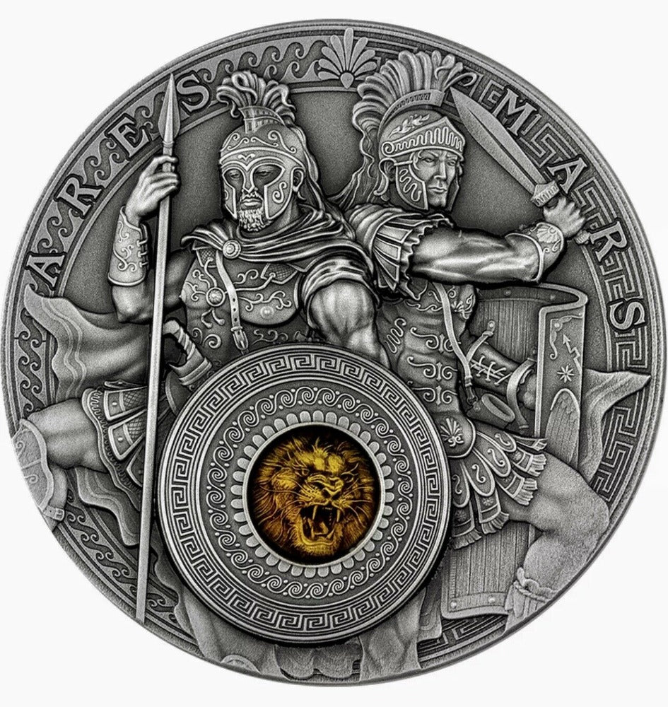 ARES AND MARS 2 Oz Silver Coin 5$ Niue 2021