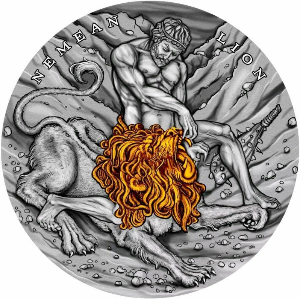 Niue 2018 Nemean Lion TWELVE LABOURS OF HERCULES 2 Oz $5 Silver Coin