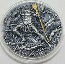 Load image into Gallery viewer, Niue Island 2018 POSEIDON GOD OF SEA series GODS $2 Silver Coin Gold plated 2 oz
