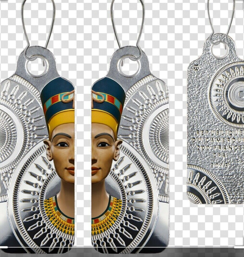 Cameroon 2018 Egyptian Queen Nefertiti Earrings 200 Francs Silver Coin