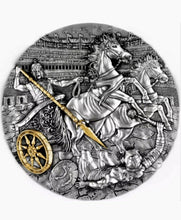 Load image into Gallery viewer, CHARIOT Warfare Gold Plating 2 Oz Silver Coin 5$ Niue 2019
