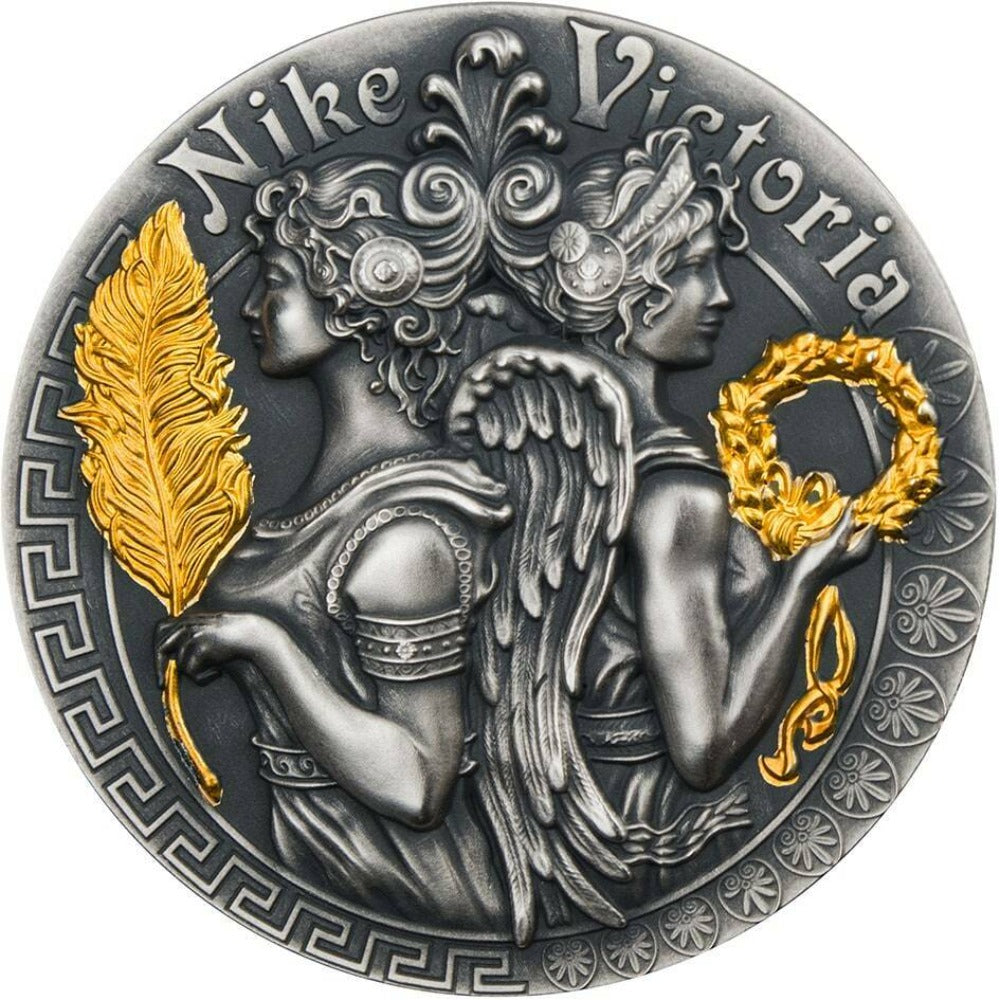 Niue 2018 2 Oz Silver VICTORIA AND NIKE Goddesses Coin