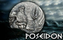 Load image into Gallery viewer, POSEIDON Sea Gods Of The World 3 Oz Silver Coin 20$ Cook Islands 2019
