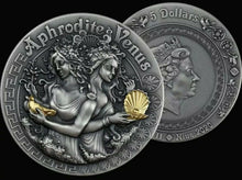 Load image into Gallery viewer, APHRODITE AND VENUS Strong and Beautiful Goddesses 2 Oz Silver Coin 5$ Niue 2020
