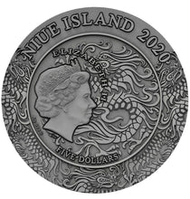 Load image into Gallery viewer, LYU BU ANCIENT CHINESE WARRIOR 2020 2 oz $5 High Relief Antique Silver Coin NIUE
