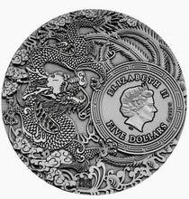 Load image into Gallery viewer, Niue GUAN YU CHINESE HEROES Silver Coin $5 Antique finish 2019 Gold plated 2 oz
