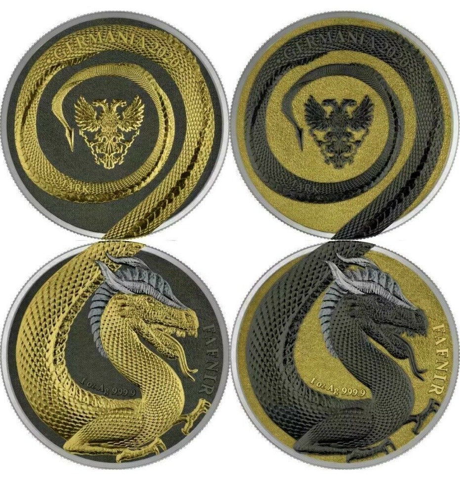 Germania 2020 2x5 Mark Germania Beasts Geminus Fafnir 2x1oz 9999 Silver Coin Set