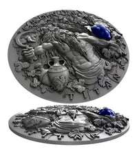 Load image into Gallery viewer, CRONUS TITANS 3D 2 oz $2 Ultra High Relief Antique Silver Coin 2018 Niue
