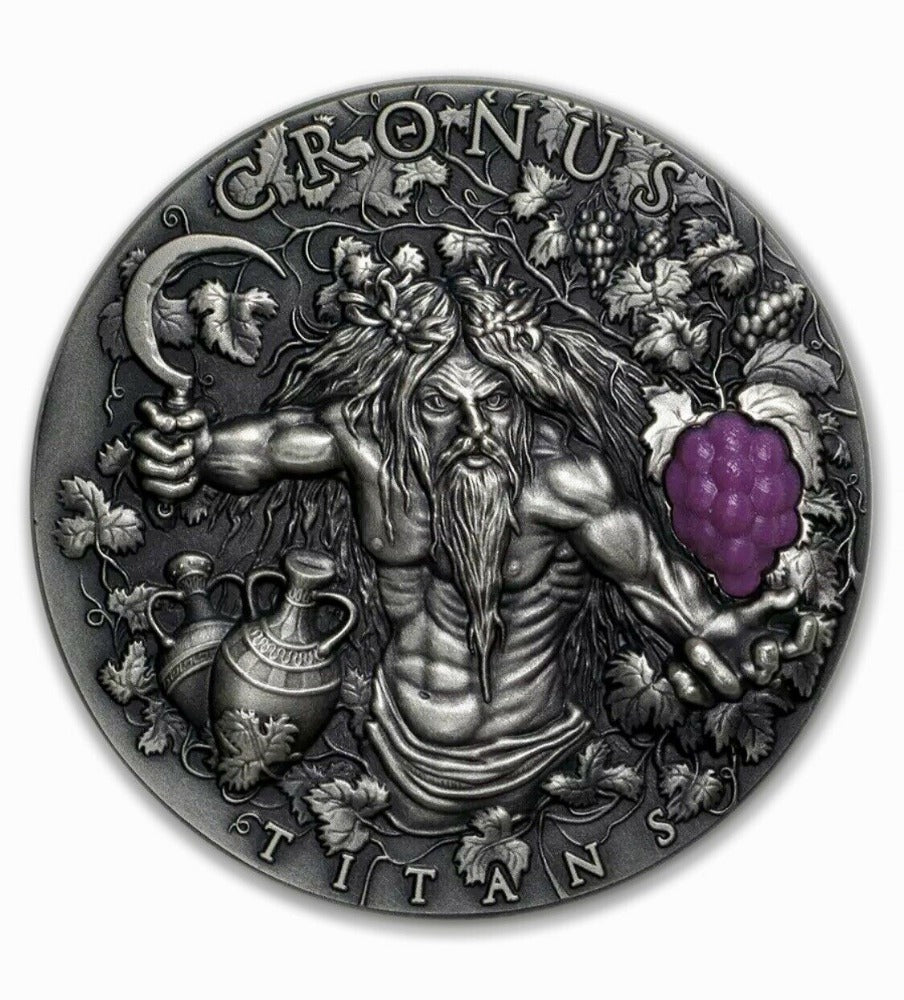 CRONUS TITANS 3D 2 oz $2 Ultra High Relief Antique Silver Coin 2018 Niue