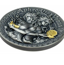 Load image into Gallery viewer, APHRODITE AND VENUS Strong and Beautiful Goddesses 2 Oz Silver Coin 5$ Niue 2020
