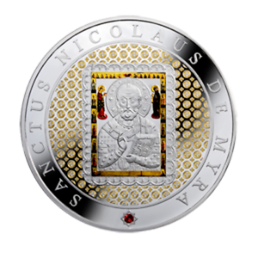 Niue 2014 Nicholas the Wonderworker Icon 8 oz 25$ Silver Coin